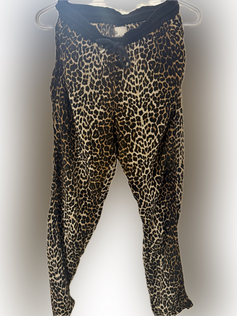 100% Silk Leopard Print Tapered Pants - Brown & Black